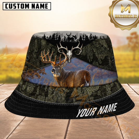 Maxcorners Deer Hunting Tree Camo Personalized Name 3D Bucket Hat