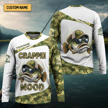 Maxcorners Crappie Mood Camo Fishing Shirt,  SPF Shirts For Men, Gag Gifts For Men, Men Long Sleeve Shirt