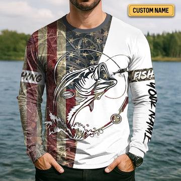Maxcorners I Love It When She Bends Over SPF Shirt, American Flag Fish Shirt, Fishing UPF Shirts, Funny Fishing Shirts