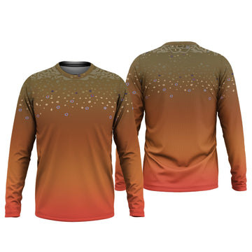 Maxcorners Orange Brook Trout Skin UPF Fishing Shirts, Hooded Sun Shirt, Personalized Fishing Gifts, UV Shirts