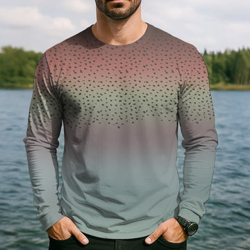 Maxcorners Rainbow Brook Trout Skin UPF Fishing Shirts, Hooded Sun Shirt, Personalized Fishing Gifts, UV Shirts For Men
