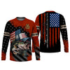 Maxcorners Patriotic Fishing Shirt, Largemouth Bass Fishing SPF Shirt, Fisherman Outfit, Men Long Sleeve Shirt