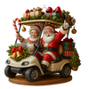 Maxcorners Happy Santa Old Couple On Golf Cart Acrylic Ornaments, Christmas Couple Ornament, Xmas Decorations
