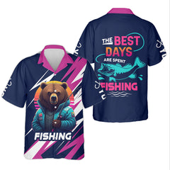 Maxcorners Gone Fishing, The Best Days Are Spent Fishing, Funny Bear Fishing Shirt, SPF Shirt, Fisherman Outfit, Mens Casual Shirts