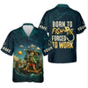 Maxcorners Born To Fish Forced To Work Funny Skeleton Fishing UPF Shirts, Presents For Fishermen, Men's Fishing Shirt