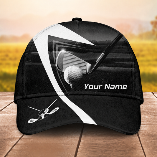 Maxcorners Black Vibe 3D Golf Personalized Name Cap