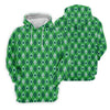 Maxcorners Lucky Four Leaf Clover Golf Ball Pattern Argyle Pattern St Patrick's Day Golf Shirt, Women's Golf Tops