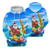 Maxcorners Santa And Reindeer Beach Surfing Christmas Golf Shirt, Women's Golf Tops, Hawaiian Golf Shirt LM1507