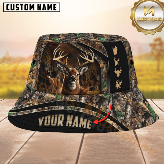 Maxcorners Deer Hunting Camo Personalized Name 3D Bucket Hat