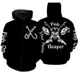 Maxcorners Customize Name Fish Reaper Fishing 3D Hoodie