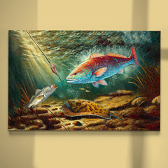 Maxcorners Battle Underwater: Texas Slam Fish Art Canvas Painting Matte Canvas LM0101