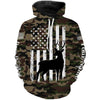 Maxcorners Deer Hunting America Flag Camo Custom Name Shirt 3D All Over Printed Clothes