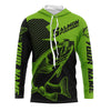 Maxcorners Custom Chinook King Salmon Saltwater Long Sleeve Fishing Shirts, Salmon Fishing Jerseys | Green LM0201