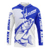 Maxcorners Custom Chinook King Salmon Saltwater Long Sleeve Fishing Shirts, Salmon Fishing Jerseys | Blue LM0201