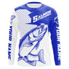 Maxcorners Custom Chinook King Salmon Saltwater Long Sleeve Fishing Shirts, Salmon Fishing Jerseys | Blue LM0201