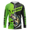 Maxcorners Custom Bass Fishing Long Sleeve Tournament Shirts, Largemouth Bass Fishing Jerseys | Black And Green LM0201