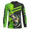 Maxcorners Custom Bass Fishing Long Sleeve Tournament Shirts, Largemouth Bass Fishing Jerseys | Black And Green LM0201