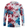 Maxcorners Red, White, Blue Tie Dye Camo Custom Long Sleeve Fishing Shirts, Patriotic Fishing Jerseys LM0201