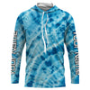 Maxcorners Personalized blue tie dye Long sleeve performance Fishing Shirts, Fishing gifts for Fisherman LM0201