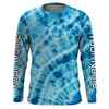 Maxcorners Personalized blue tie dye Long sleeve performance Fishing Shirts, Fishing gifts for Fisherman LM0201