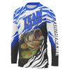 Maxcorners Personalized Bass Fishing Jerseys For Fishing Team, Largemouth Bass Tournament Fishing Shirts | Blue LM0201