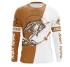 Maxcorners Personalized Bass Long sleeve Fishing Shirts, Bass Fall season Fishing Shirts | leather brown LM0201