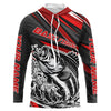 Maxcorners Personalized Bass Fishing Jerseys, Bass Fishing Long Sleeve Tournament Fishing Shirts | Red LM0201