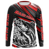 Maxcorners Personalized Bass Fishing Jerseys, Bass Fishing Long Sleeve Tournament Fishing Shirts | Red LM0201