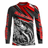 Maxcorners Personalized Bass Fishing Jerseys, Bass Fishing Long Sleeve Tournament Fishing Shirts | Red LM0201