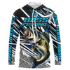 Maxcorners Custom Bass Fishing Camo Long Sleeve Tournament Fishing Shirts, Bass Fishing Jerseys | Blue LM0201
