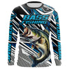 Maxcorners Custom Bass Fishing Camo Long Sleeve Tournament Fishing Shirts, Bass Fishing Jerseys | Blue LM0201