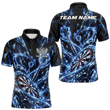 Maxcorners Custom Icy Blue Crystal Ice Dart Polo Shirt For Men, Dart Team Jersey Dart Outfit