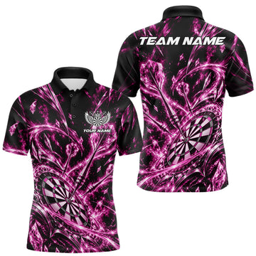 Maxcorners Custom Icy Pink Crystal Ice Dart Polo Shirt For Men, Dart Team Jersey Dart Outfit