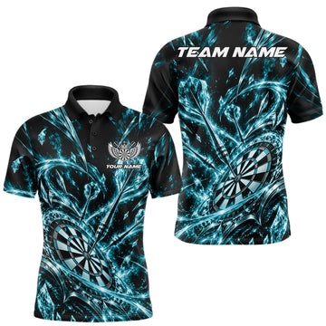 Maxcorners Custom Icy Turquoise Crystal Ice Dart Polo Shirt For Men, Dart Team Jersey Dart Outfit