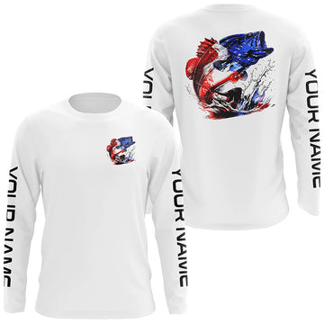 Maxcorners Custom Patriotic American Flag Bass Fishing Shirts, Bass Fishing Tournament Jerseys LM0201