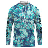 Maxcorners Custom Blue Tie dye camo UV Long Sleeve performance Fishing Shirts, personalized Fishing jerseys  LM0201