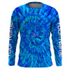 Maxcorners Blue Tie Dye Custom Long Sleeve performance Fishing Shirts, tournament Fishing Shirts for men LM0201
