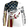 Maxcorners American Flag Custom Chinook Salmon Fishing Long Sleeve Shirts, Patriotic Salmon Fishing Jerseys LM0201