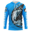 Maxcorners Custom Chinook Salmon Fishing Jerseys, King Salmon Fishing Long Sleeve Performance Shirt | Water Blue LM0201