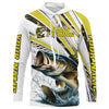 Maxcorners Personalized Largemouth Bass Fishing Jerseys, Custom Bass Long Sleeve Fishing Shirts Camo LM0201