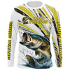 Maxcorners Personalized Largemouth Bass Fishing Jerseys, Custom Bass Long Sleeve Fishing Shirts Camo LM0201