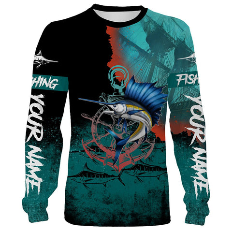 Maxcorners Sailfish Fishing Customize Name All Over Print Hoodie