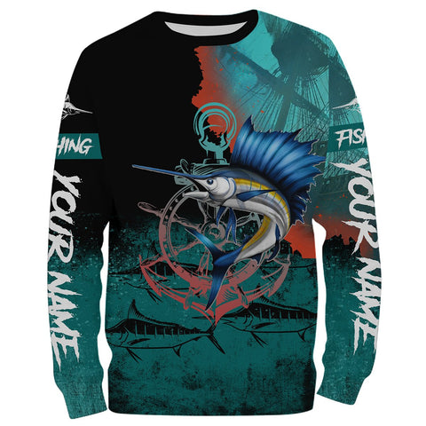 Maxcorners Sailfish Fishing Customize Name All Over Print Hoodie