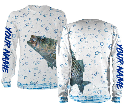 Maxcorners Striped Bass Fishing Wrap Around Bubbles Customize Name All Over Print 3D Shirts