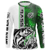 Maxcorners Largemouth Bass Fishing Custom Long Sleeve Tournament Shirts, Bass Fishing Jerseys | Green Camo LM0201