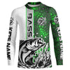 Maxcorners Largemouth Bass Fishing Custom Long Sleeve Tournament Shirts, Bass Fishing Jerseys | Green Camo LM0201