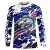 Maxcorners Striped Bass Fishing American Flag Camo Custom Long Sleeve Shirts, Striper Saltwater Fishing Shirts LM0501