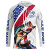 Maxcorners Custom Patriotic Bass Long Sleeve Fishing Shirts, Personalized Bass Fishing Jersey LM0201
