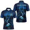 Maxcorners Custom Black And Blue Dragon Bowling Polo Shirts For Men, Dragon League Team Shirt LM2707
