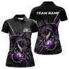 Maxcorners Custom Black And Purple Dragon Bowling Polo Shirts For Men, Dragon Bowling Team Shirt LM2707